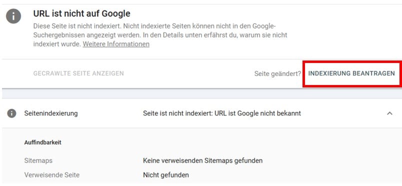 Google Search Console Indexierung beantragen